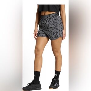 Adidas Women's Athletic Shorts in Dark Gray Leopard